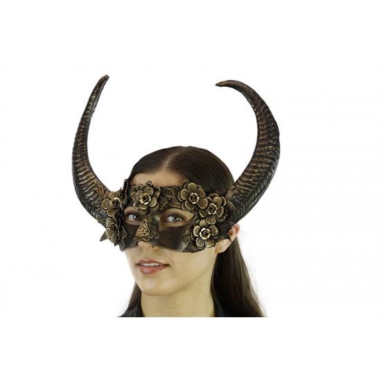 Gold Gothic Floral Horned Mask Gold Gothic Floral Horned Mask