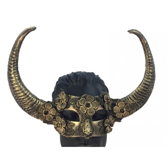 Gold Gothic Floral Horned Mask Gold Gothic Floral Horned Mask
