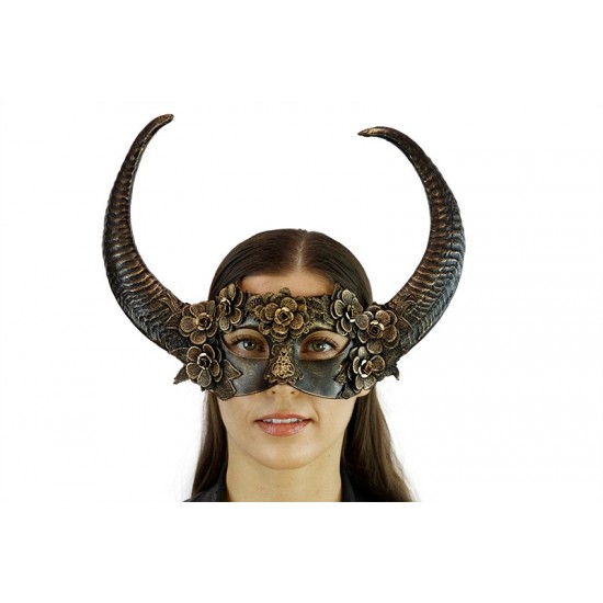 Gold Gothic Floral Horned Mask Gold Gothic Floral Horned Mask