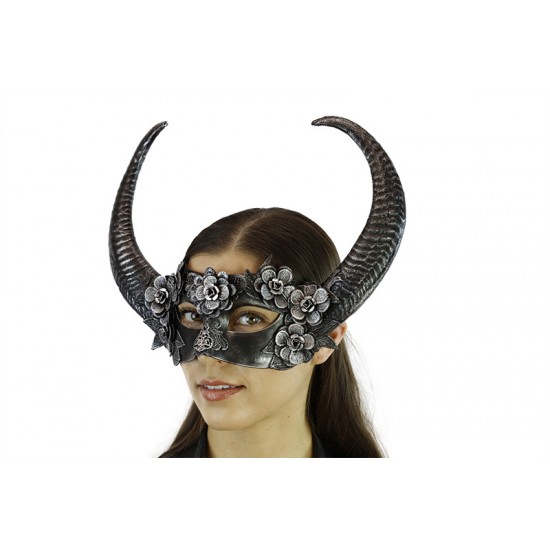 Silver Gothic Floral Horned Mask Silver Gothic Floral Horned Mask