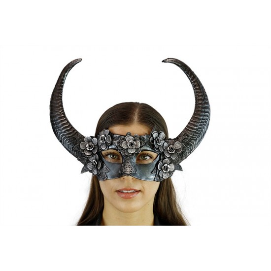 Silver Gothic Floral Horned Mask Silver Gothic Floral Horned Mask