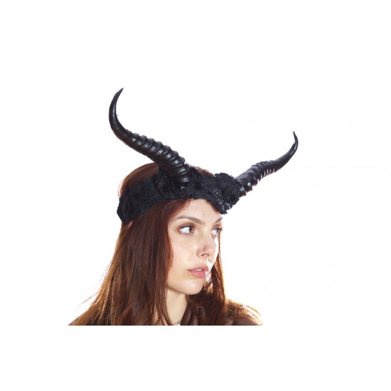 Black Floral Horned Headpiece Black Floral Horned Headpiece