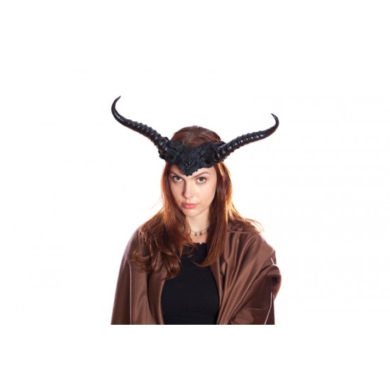 Black Floral Horned Headpiece Black Floral Horned Headpiece