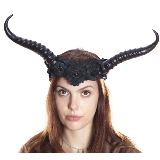 Black Floral Horned Headpiece Black Floral Horned Headpiece