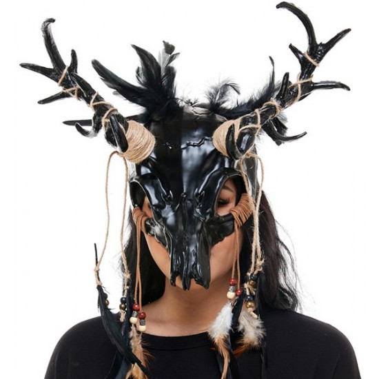 Black Deer Skull Antler Mask Black Deer Skull Antler Mask