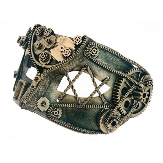 Gold Steampunk Gear Half Mask Gold Steampunk Gear Half Mask