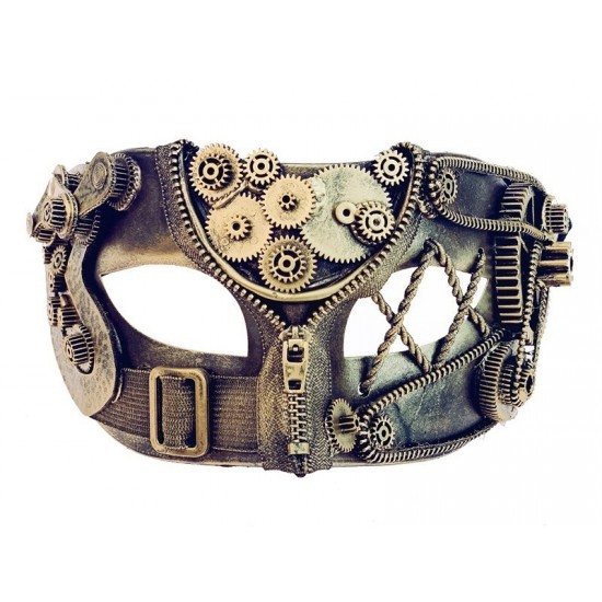 Gold Steampunk Gear Half Mask Gold Steampunk Gear Half Mask