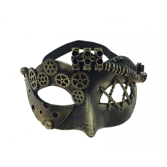 Gold Steampunk Gear Half Mask