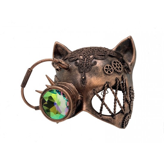 Copper Lace Steampunk Cat Mask with Kaleidoscope Lens Copper Lace Steampunk Cat Mask with Kaleidoscope Lens