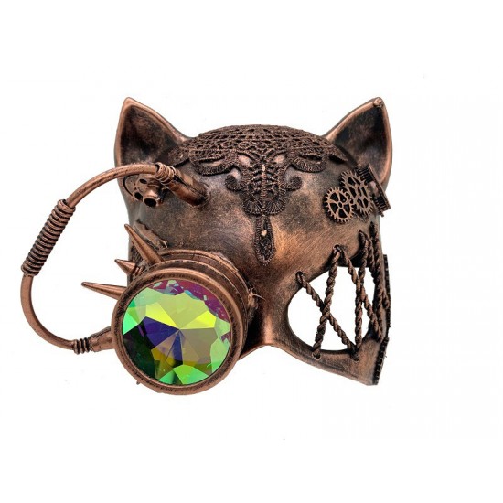 Copper Lace Steampunk Cat Mask with Kaleidoscope Lens Copper Lace Steampunk Cat Mask with Kaleidoscope Lens