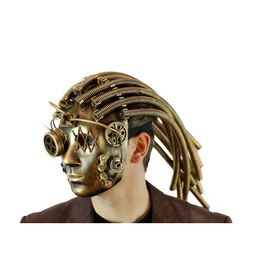 Gold Cyborg Steampunk Mask with Tubing Gold Cyborg Steampunk Mask with Tubing