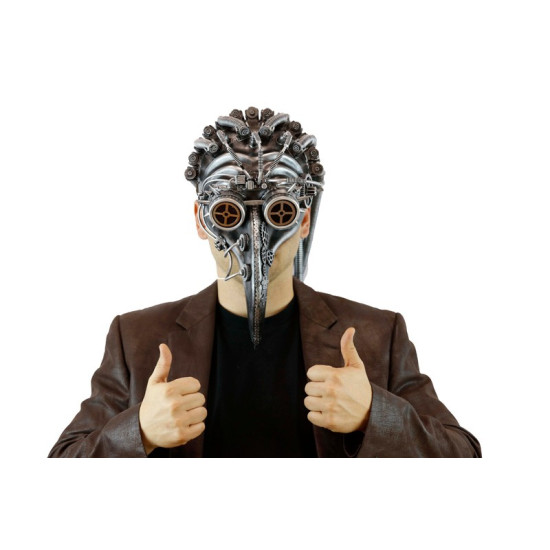 Silver Steampunk Beak Mask with Tubing Silver Steampunk Beak Mask with Tubing