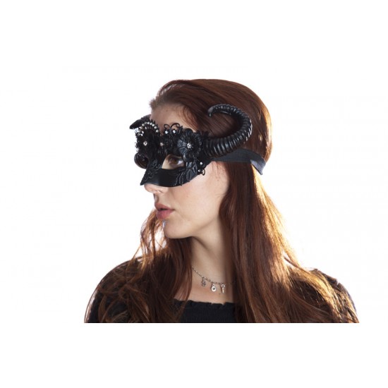 Black Lace Floral Horned Mask Black Lace Floral Horned Mask