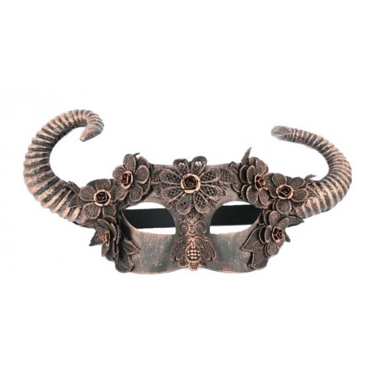 Copper Lace Floral Horned Mask