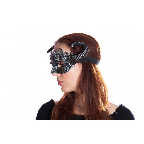 Silver Embellished Horned Mask
