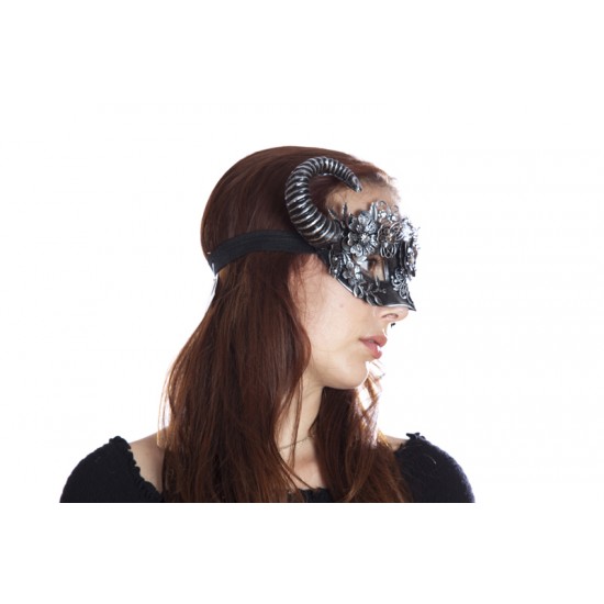Silver Embellished Horned Mask
