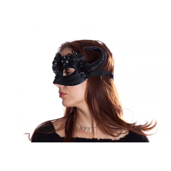 Black Embellished Horned Mask Black Embellished Horned Mask