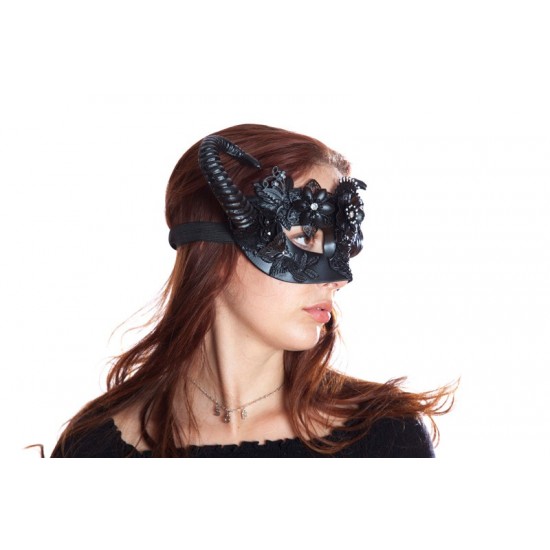 Black Embellished Horned Mask Black Embellished Horned Mask