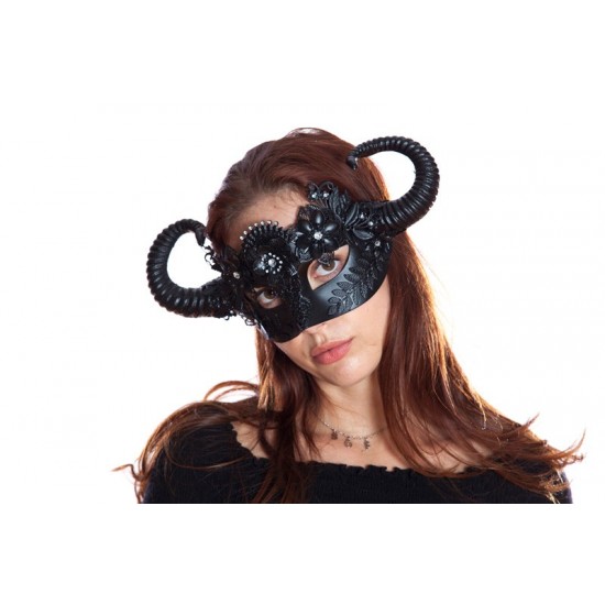 Black Embellished Horned Mask Black Embellished Horned Mask