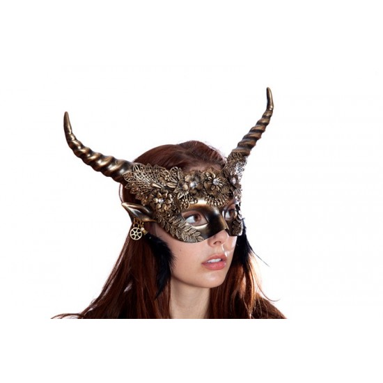 Gold Floral Horned Masquerade Mask Gold Floral Horned Masquerade Mask