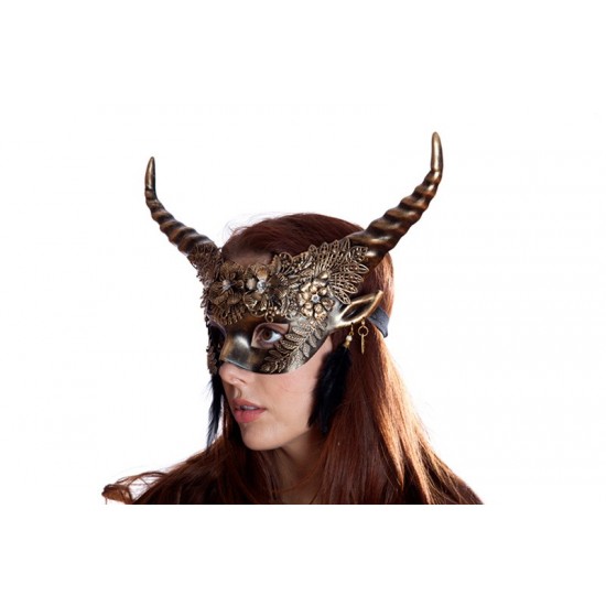 Gold Floral Horned Masquerade Mask Gold Floral Horned Masquerade Mask