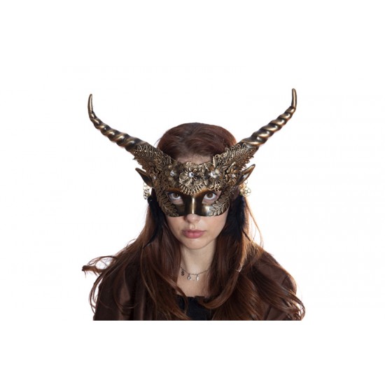 Gold Floral Horned Masquerade Mask Gold Floral Horned Masquerade Mask