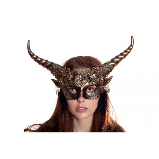 Gold Floral Horned Masquerade Mask Gold Floral Horned Masquerade Mask