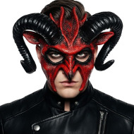Red Demon Ram Horn Mask