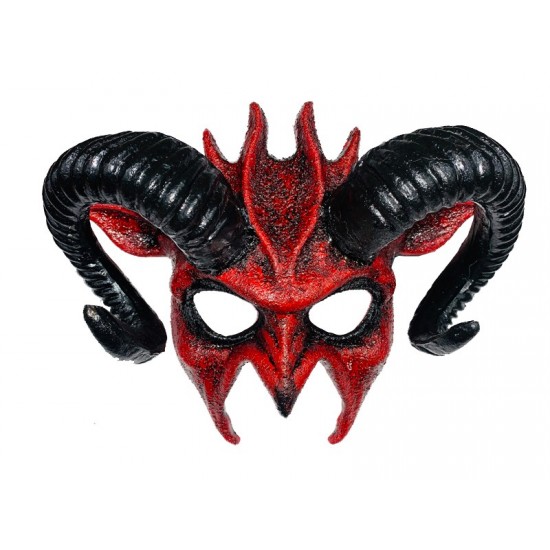 Red Demon Ram Horn Mask