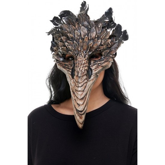 Brown Feathered Raven Beak Mask