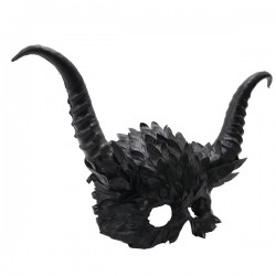 Black Feathered Demon Horn Mask