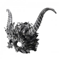 Silver Feathered Demon Horn Mask