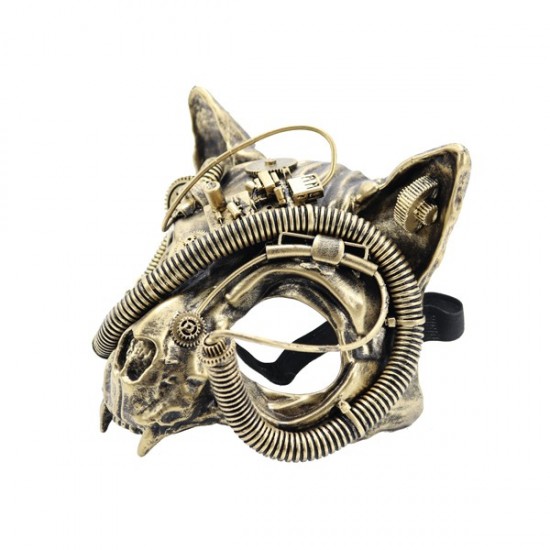 Gold Steampunk Cat Skull Mask Gold Steampunk Cat Skull Mask