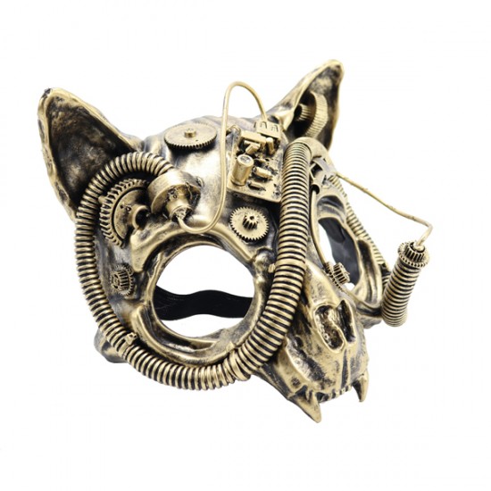 Gold Steampunk Cat Skull Mask Gold Steampunk Cat Skull Mask