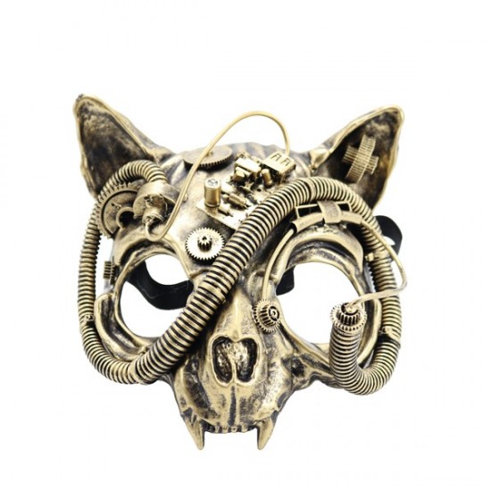Gold Steampunk Cat Skull Mask Gold Steampunk Cat Skull Mask