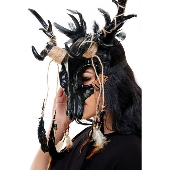 Black Deer Skull Antler Mask Black Deer Skull Antler Mask