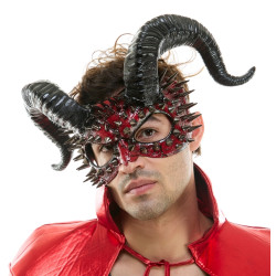 Black & Red Devil Horn Spike Mask