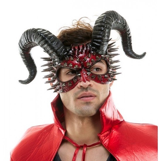 Black & Red Devil Horn Spike Mask Black & Red Devil Horn Spike Mask