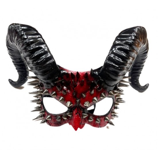 Black & Red Devil Horn Spike Mask Black & Red Devil Horn Spike Mask