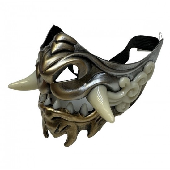 Silver & Gold Oni Tusks Mask