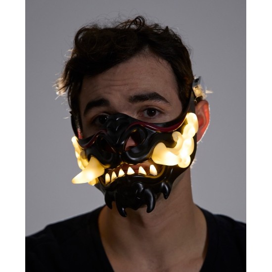 Black Light-Up Oni Tusks Mask Black Light-Up Oni Tusks Mask