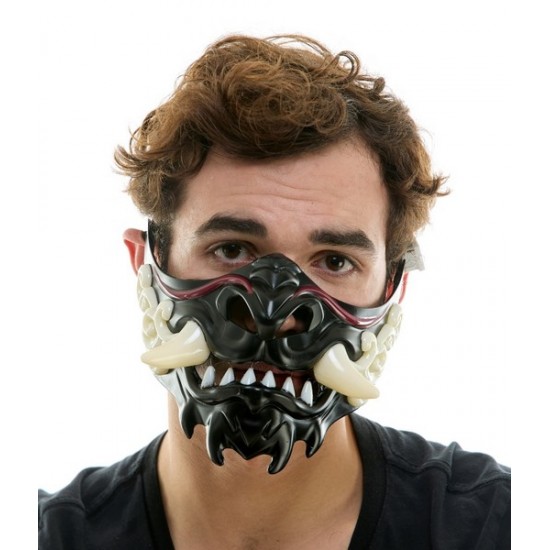 Black Light-Up Oni Tusks Mask Black Light-Up Oni Tusks Mask