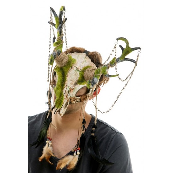 Woodland Antler Skull Mask with Chains