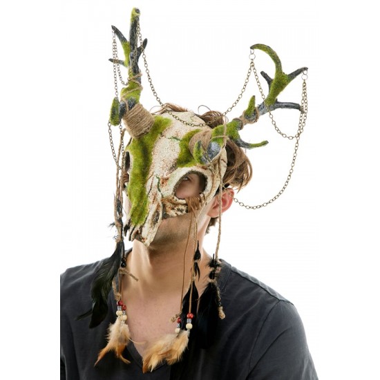 Woodland Antler Skull Mask with Chains