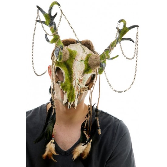 Woodland Antler Skull Mask with Chains