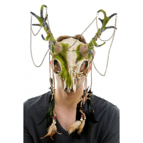 Woodland Antler Skull Mask with Chains