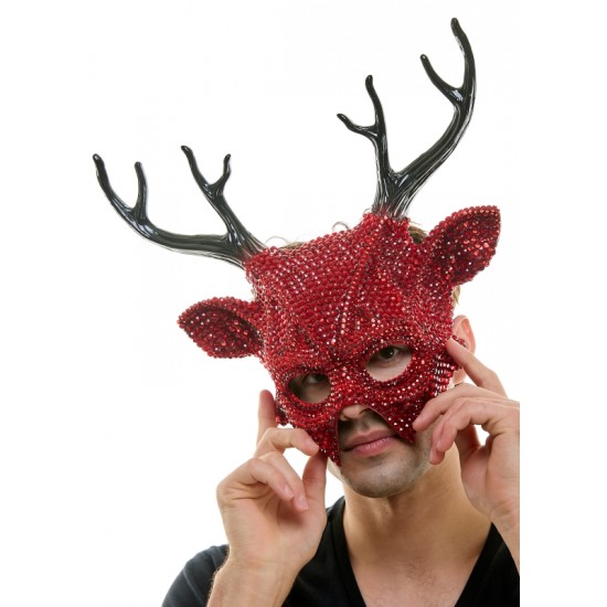 Red Rhinestone Devil Mask