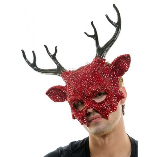 Red Rhinestone Devil Mask