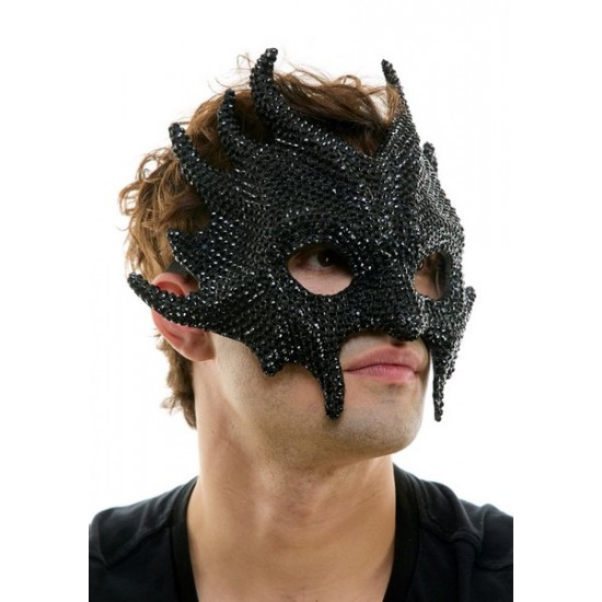 Black Rhinestone Flame Mask