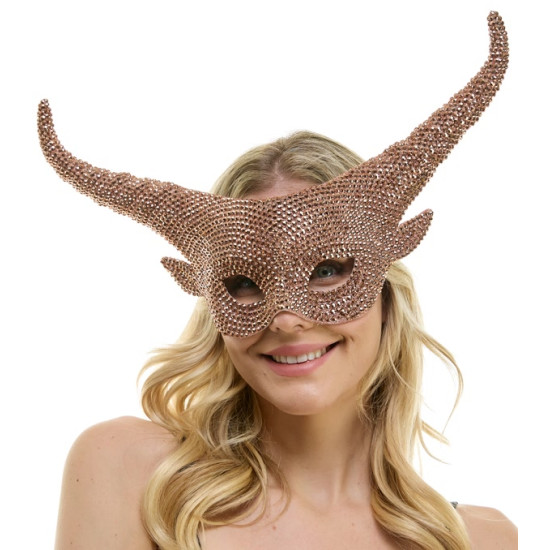Rose Gold Rhinestone Horn Mask Rose Gold Rhinestone Horn Mask